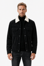 Herren Sherpa Cordjacke Schwarz – Warme Winterjacke aus weichem Cord für Männer