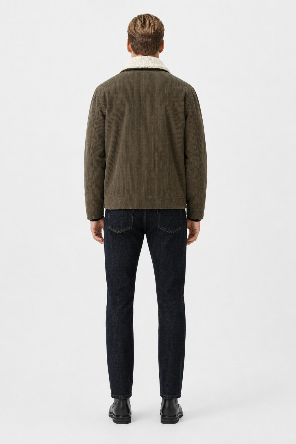 Herre Fløjlsjakke Kaffebrun med Sherpa Krave & Varm Fleeceforing til Vinter - - Jakker - Valmont Wear
