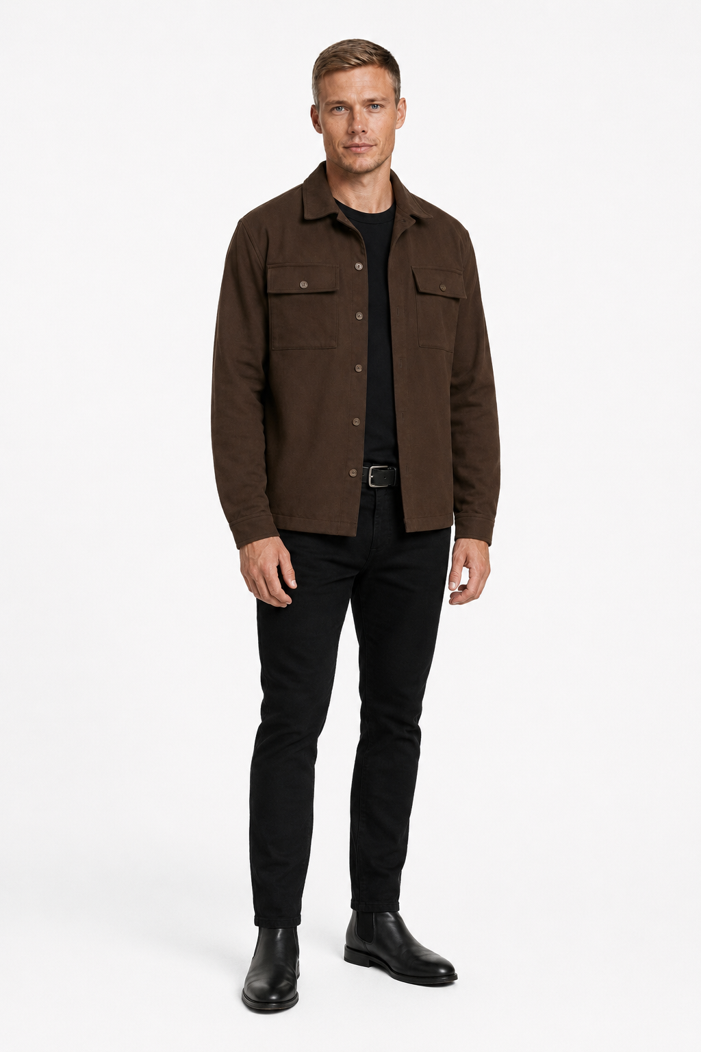 Overshirt jakke til mænd i hør - Kaffebrun regular fit til hverdag og fritid - - Jakker - Valmont Wear