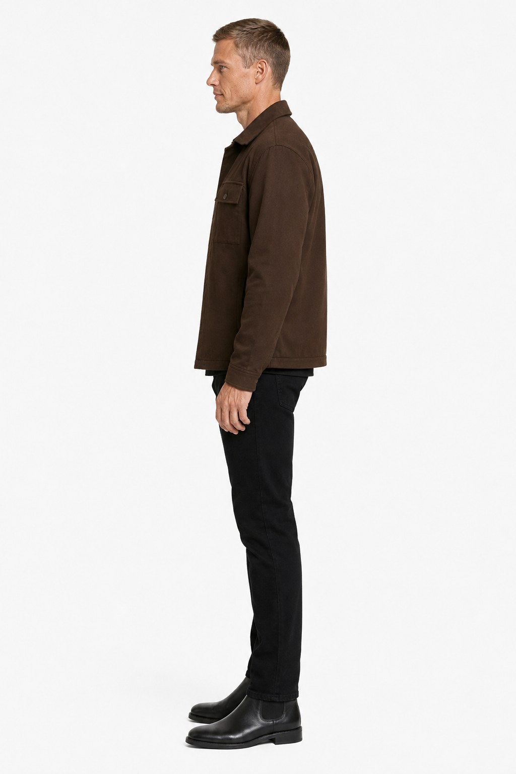 Overshirt jakke til mænd i hør - Kaffebrun regular fit til hverdag og fritid - - Jakker - Valmont Wear