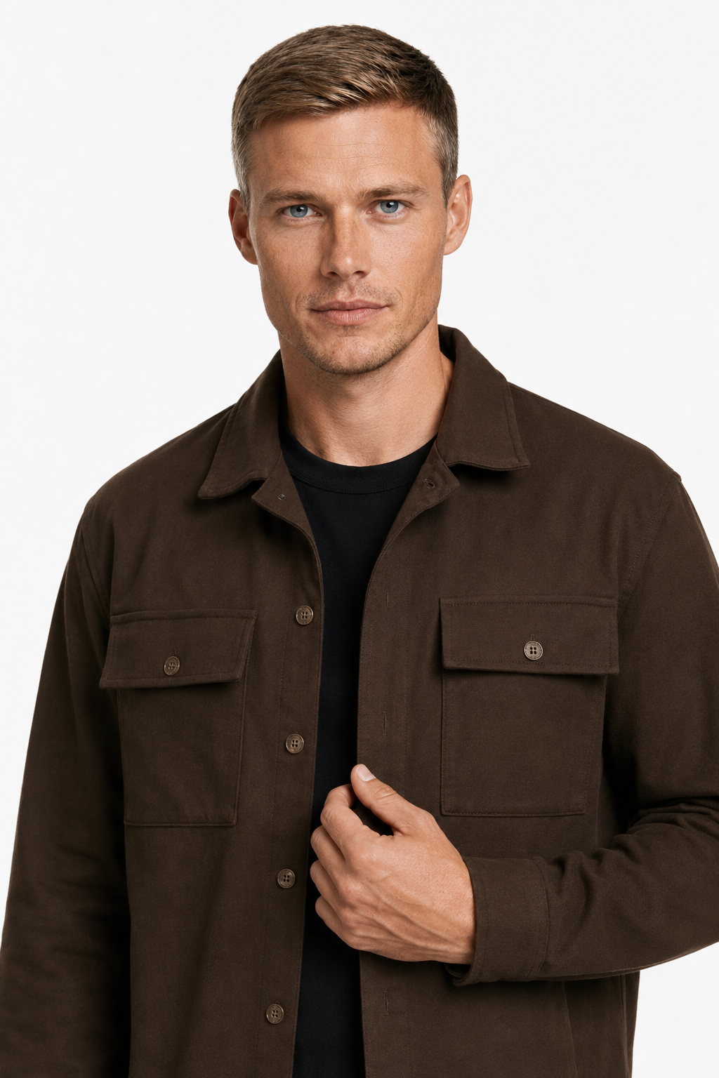 Overshirt jakke til mænd i hør - Kaffebrun regular fit til hverdag og fritid - - Jakker - Valmont Wear