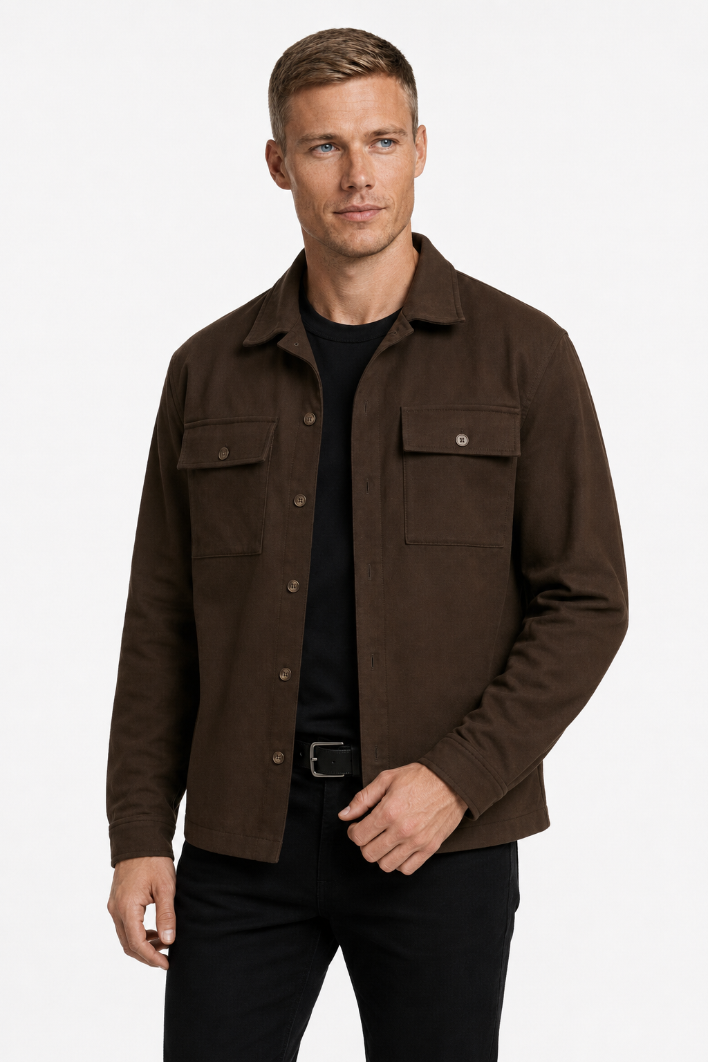 Overshirt jakke til mænd i hør - Kaffebrun regular fit til hverdag og fritid - - Jakker - Valmont Wear