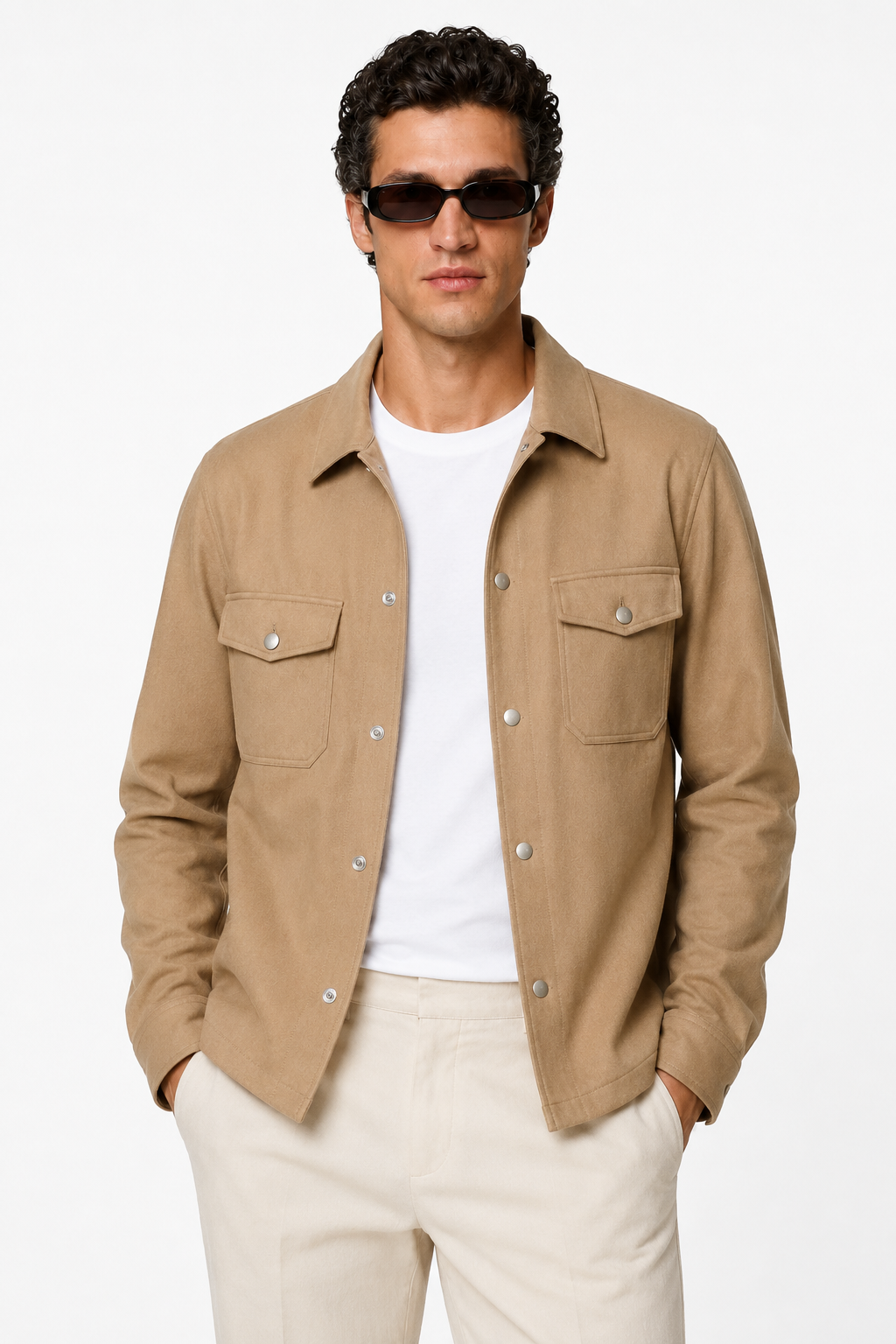 Herre Twill Jakke i Sand Uld - Letvægts Regular Fit, Varm & Komfortabel - - Jakker - Valmont Wear