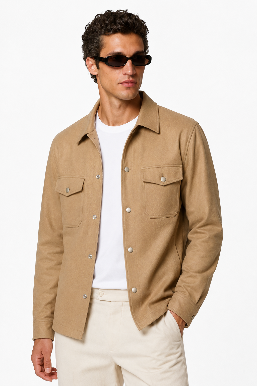 Herre Twill Jakke i Sand Uld - Letvægts Regular Fit, Varm & Komfortabel - - Jakker - Valmont Wear