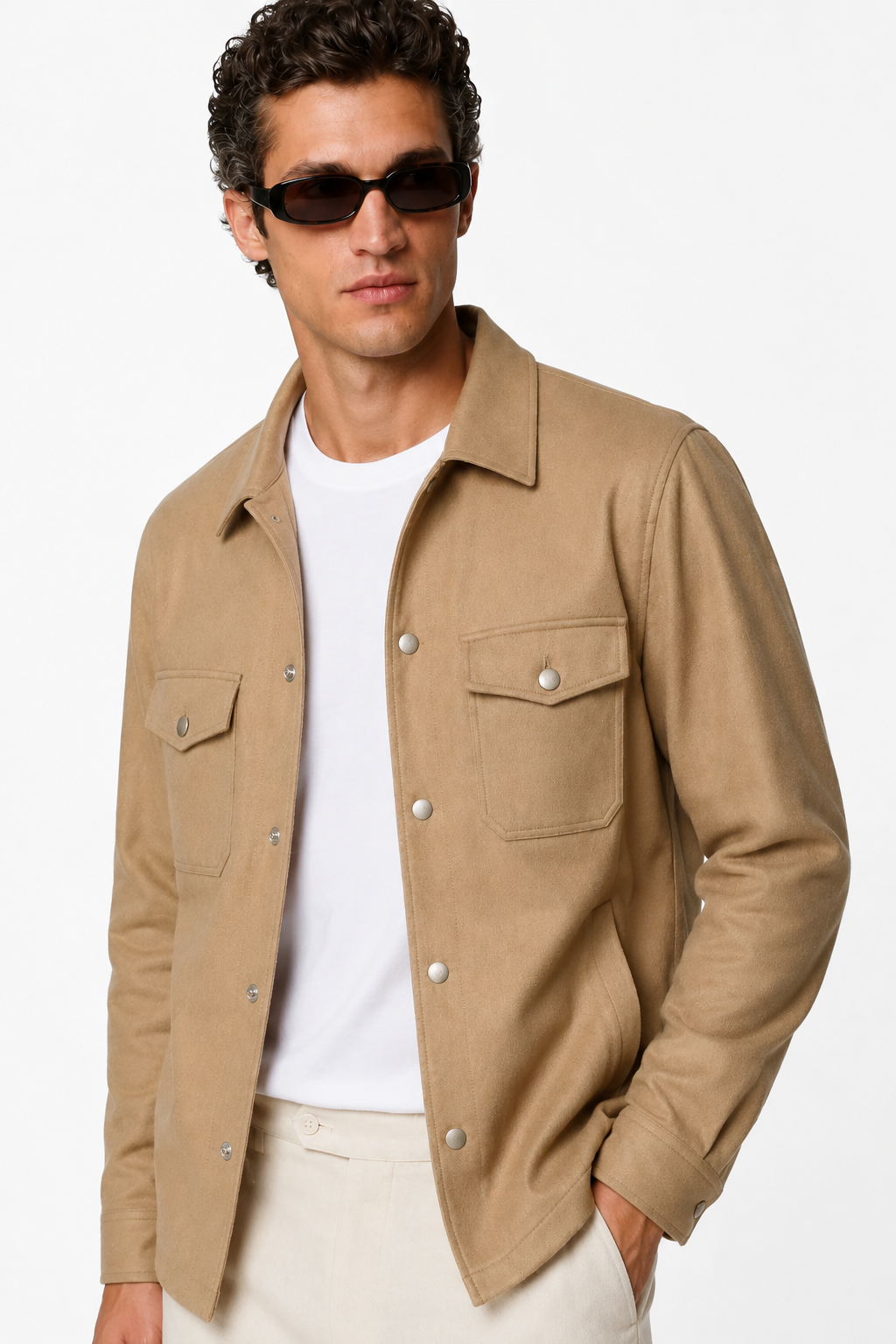 Herre Twill Jakke i Sand Uld - Letvægts Regular Fit, Varm & Komfortabel - - Jakker - Valmont Wear