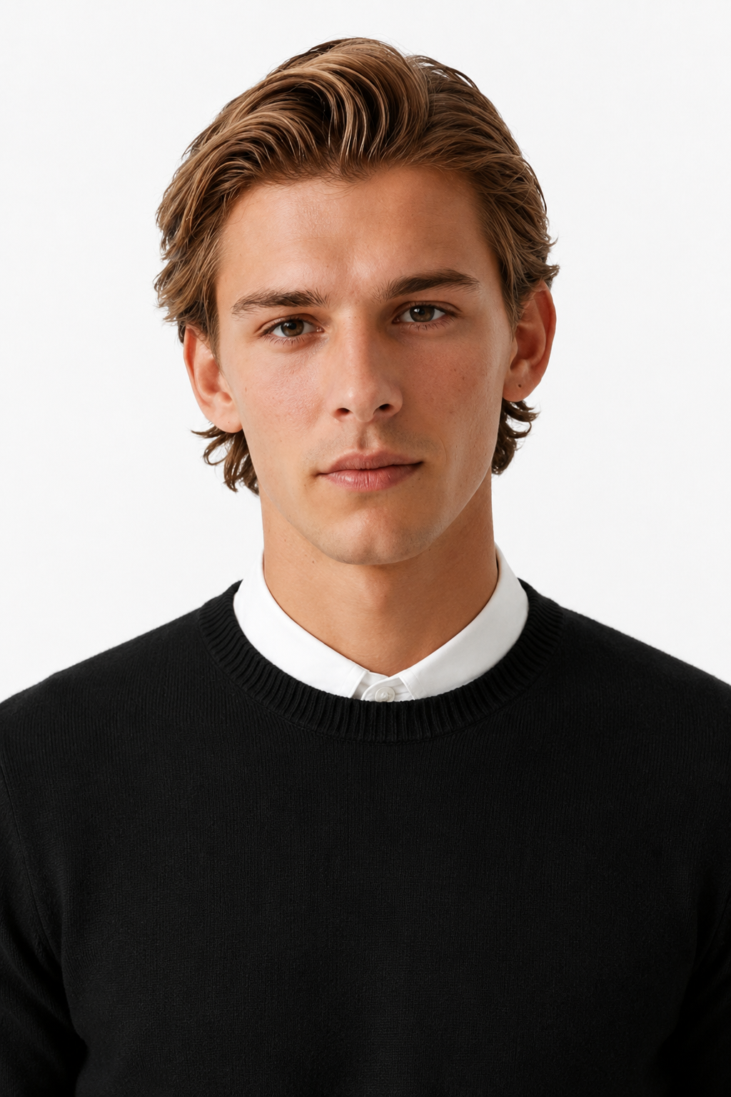 Sort Herre Crewneck Pullover i Blød Bomuld - Regular Fit Striktrøje, M - - Sweatre - Valmont Wear