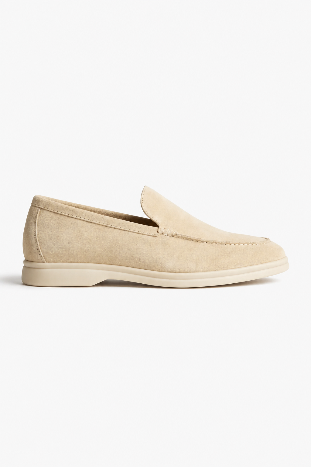 Mocasini penny pentru bărbați - piele întoarsă cremă, pantofi italieni handmade