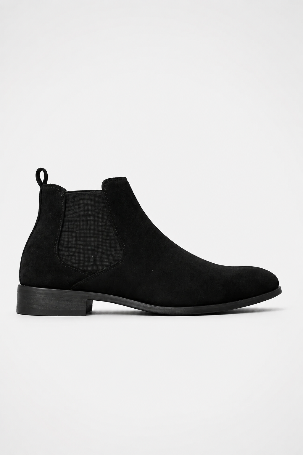 Schwaarz Chelsea Stiwwelen fir Männer aus Wildleed - Klassiker Slip-On Alldagsstiwwelen