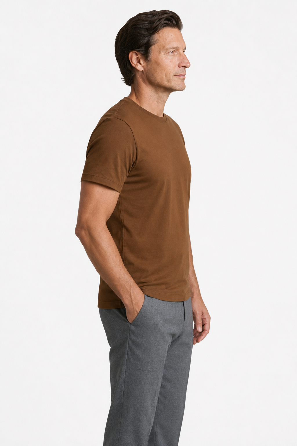 Brun Slim Fit T-Shirt til Mænd i Blød Bomuld - Komfortabel & Stilfuld - - Herre T-shirts - Valmont Wear