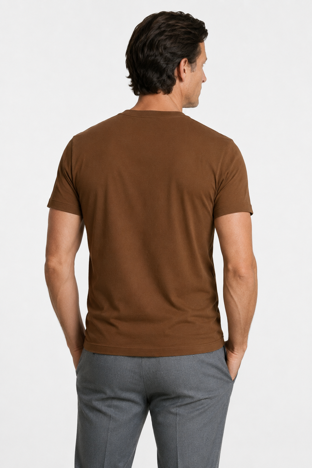 Brun Slim Fit T-Shirt til Mænd i Blød Bomuld - Komfortabel & Stilfuld - - Herre T-shirts - Valmont Wear