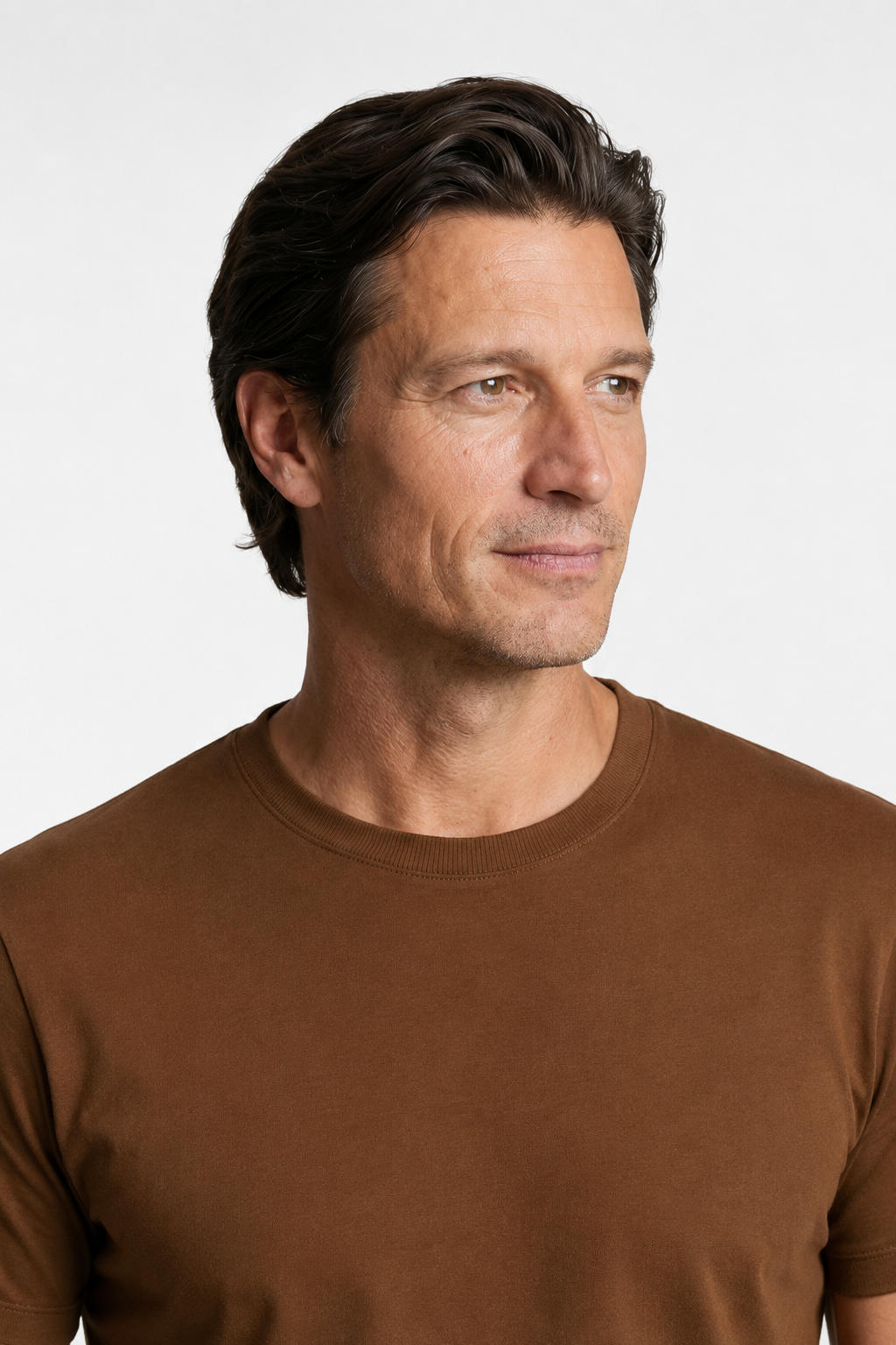 Brun Slim Fit T-Shirt til Mænd i Blød Bomuld - Komfortabel & Stilfuld - - Herre T-shirts - Valmont Wear