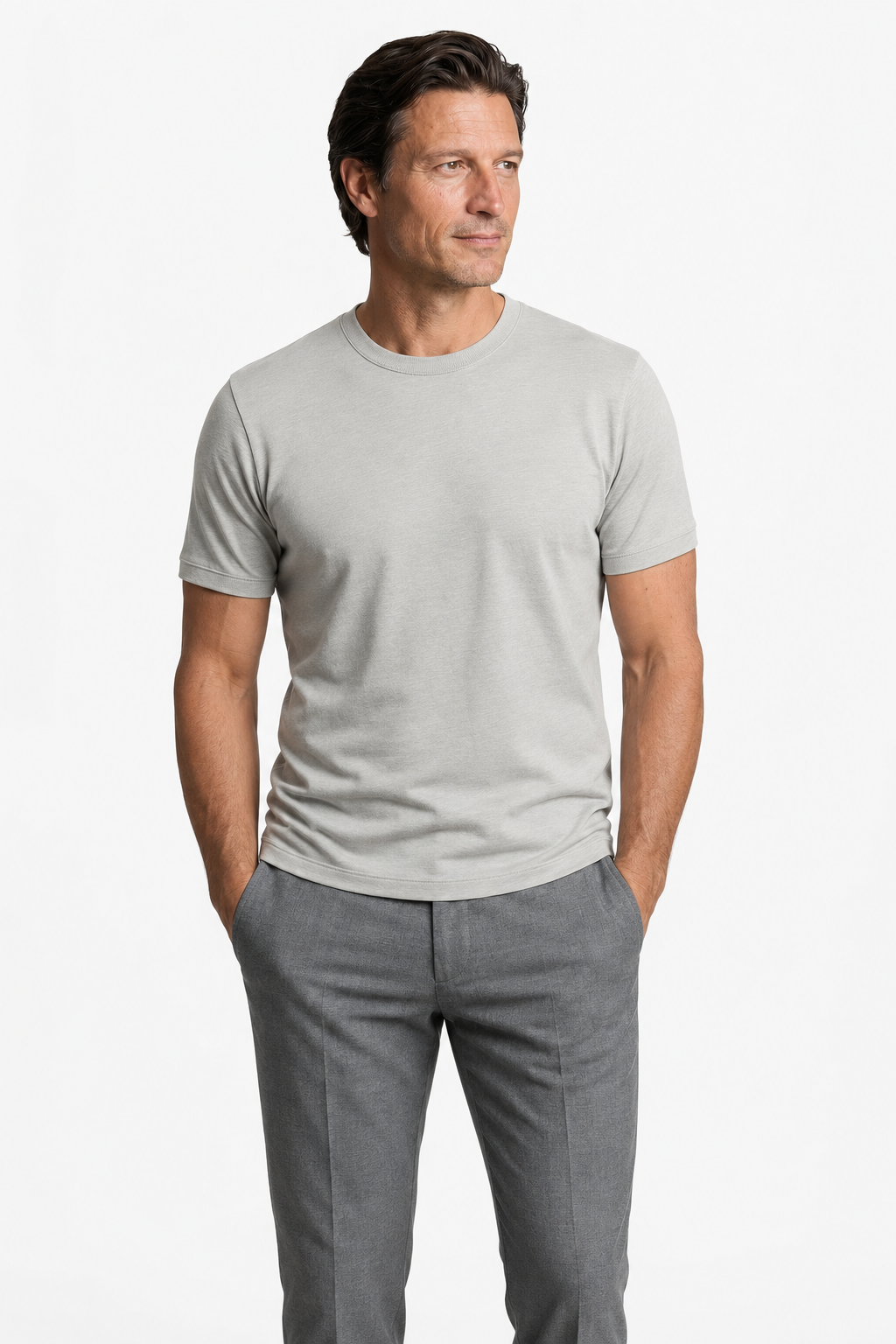 T-Shirt til Mænd - Grå - Uld - Slim Fit - - Herre T-shirts - Valmont Wear