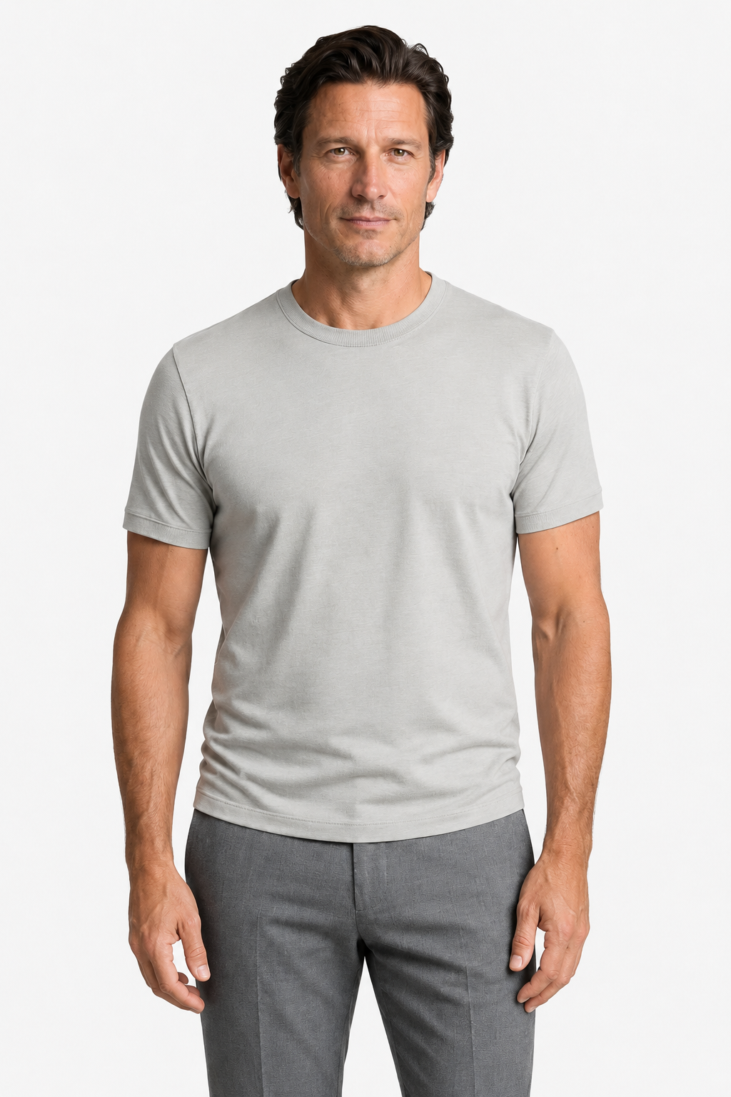T-Shirt til Mænd - Grå - Uld - Slim Fit - - Herre T-shirts - Valmont Wear