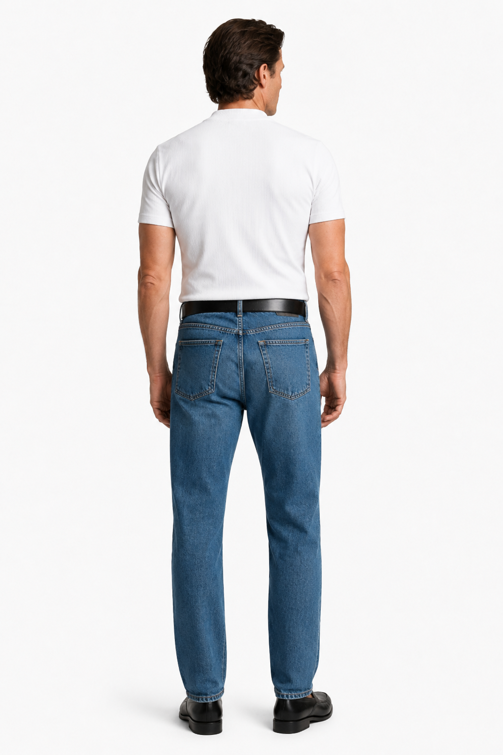 Hvid Ribstrikket Mock Neck T-Shirt til Mænd - Slim Fit Strik - - Herre T-shirts - Valmont Wear