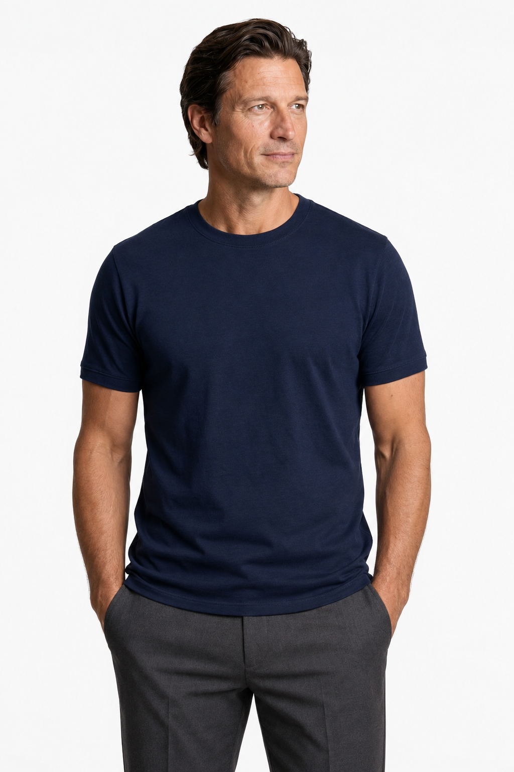 Marineblå T-shirt til Mænd – Slim Fit, Åndbar & Komfortabel - - Herre T-shirts - Valmont Wear