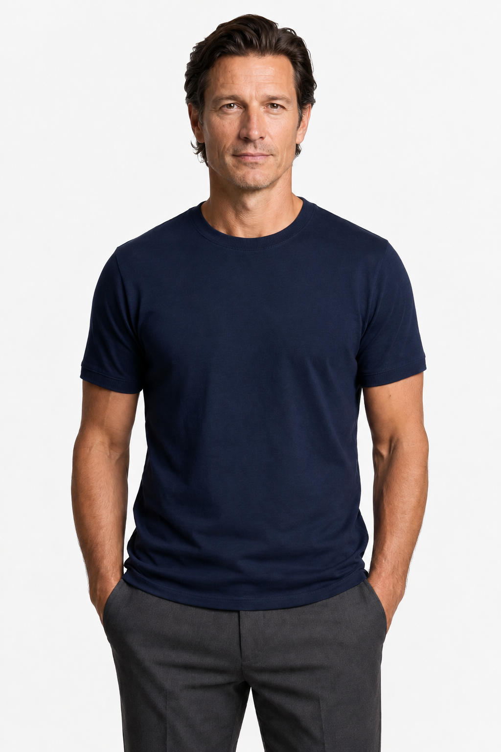 Marineblå T-shirt til Mænd – Slim Fit, Åndbar & Komfortabel - - Herre T-shirts - Valmont Wear