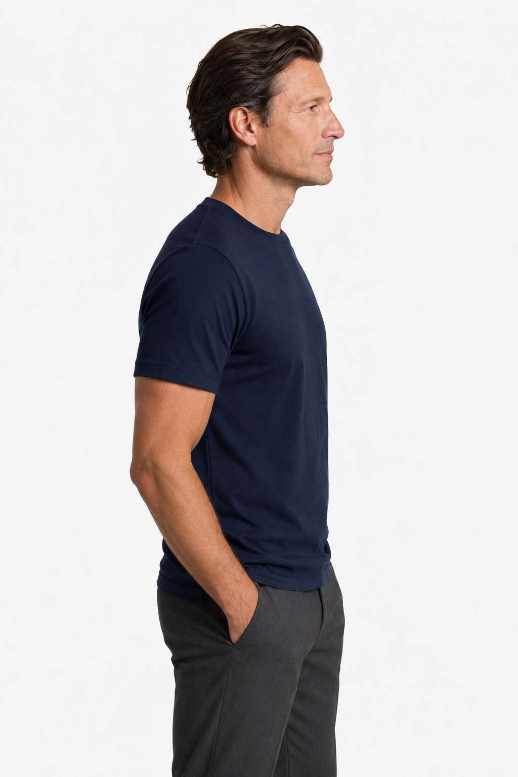 Marineblå T-shirt til Mænd – Slim Fit, Åndbar & Komfortabel - - Herre T-shirts - Valmont Wear