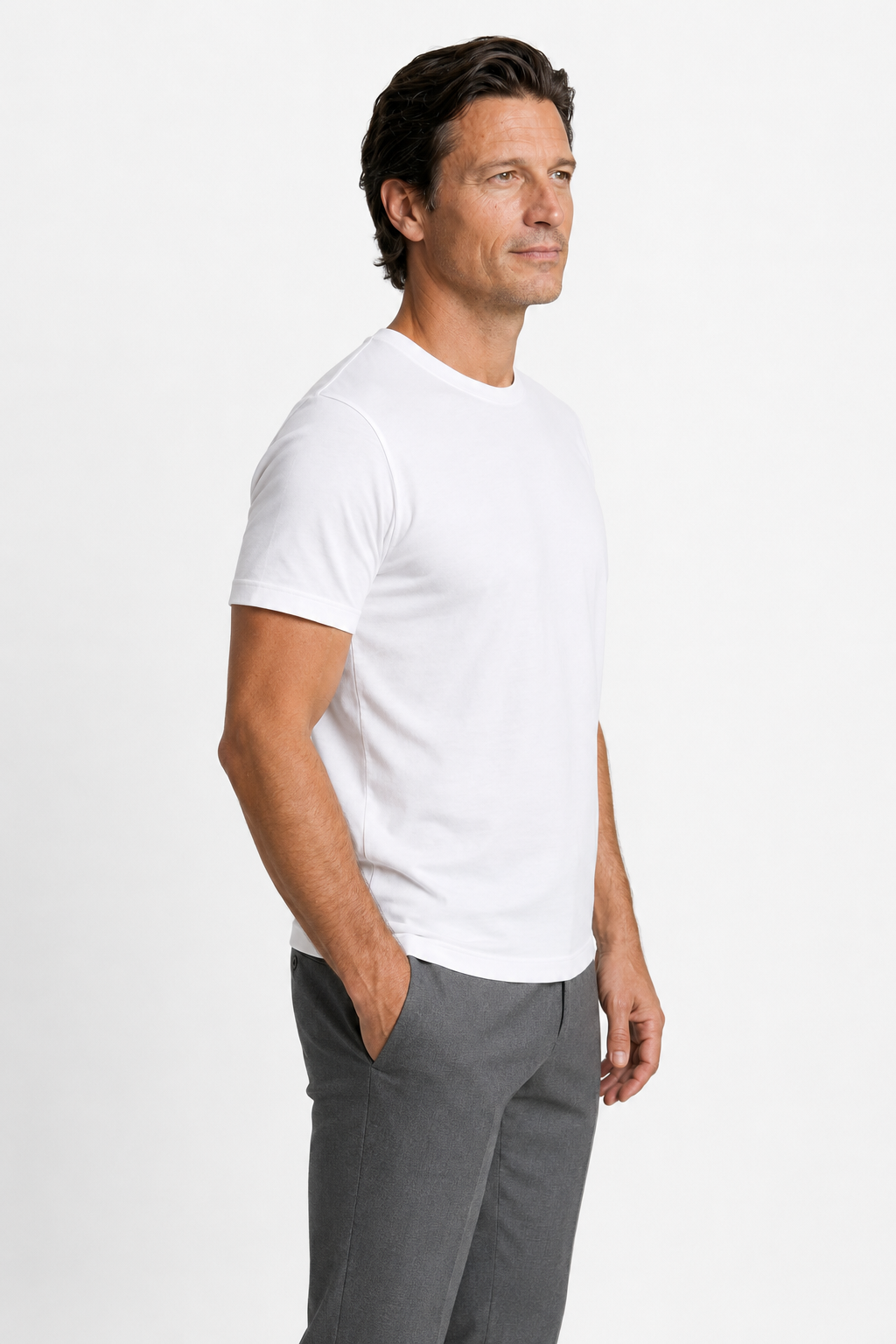 T-shirt til mænd, hvid slim fit i blød bomuld – Str. XL - - Herre T-shirts - Valmont Wear