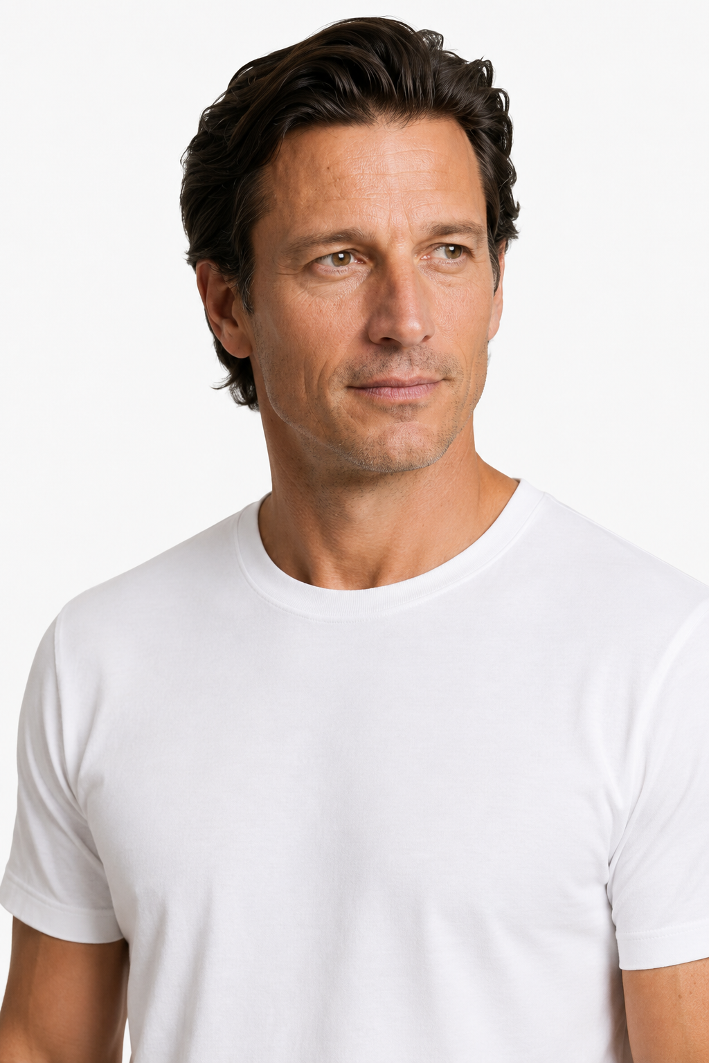 T-shirt til mænd, hvid slim fit i blød bomuld – Str. XL - - Herre T-shirts - Valmont Wear