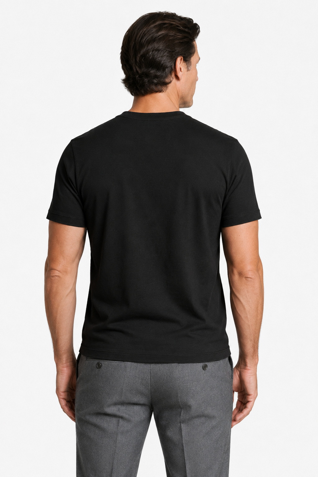 Herre T-shirt Sort Slim Fit i Blød, Åndbar Merceriseret Uld - - Herre T-shirts - Valmont Wear