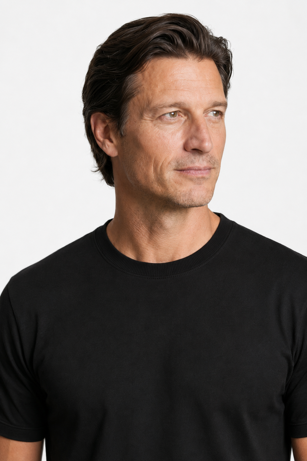 Herre T-shirt Sort Slim Fit i Blød, Åndbar Merceriseret Uld - - Herre T-shirts - Valmont Wear