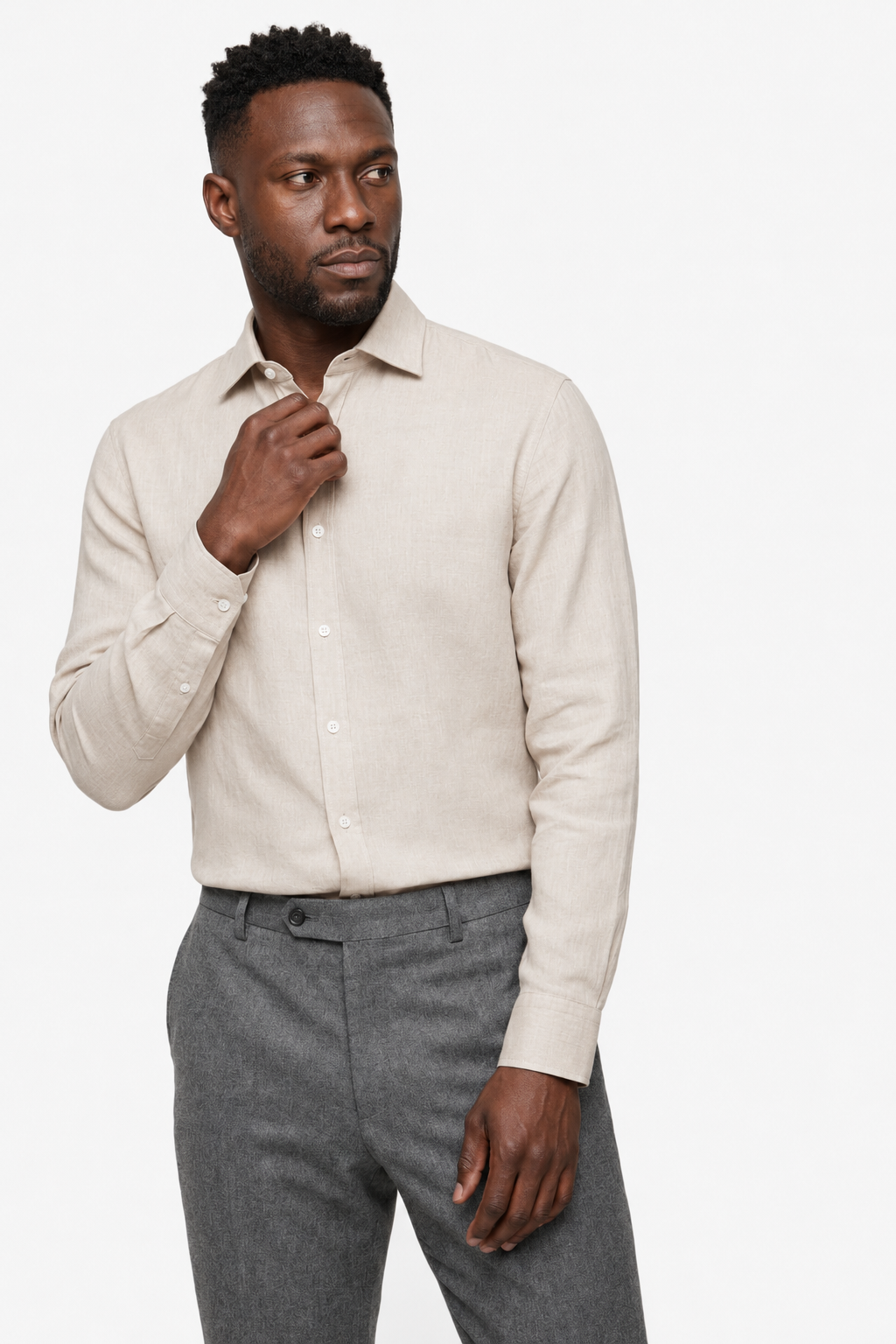 Herreskjorte Beige Letvægts Syntetisk Fiber – Premium Sommerskjorte til Mænd - - Skjorter - Valmont Wear