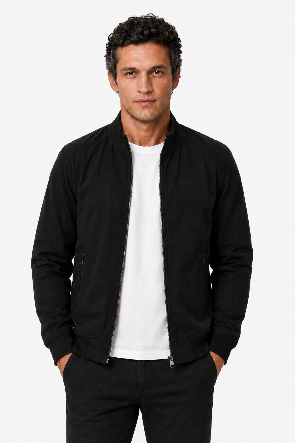 Herre Bomberjakke Sort | Klassisk Regular Fit Jakke i Premium Kvalitet - - Bomberjakke - Valmont Wear