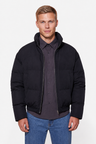 Sort Quiltet Pufferjakke til Mænd - Kort Regular Fit i Hør-look - - Jakker - Valmont Wear