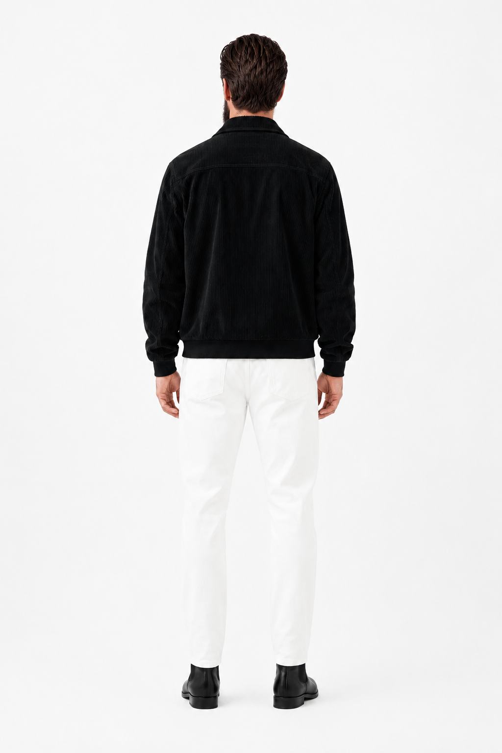 Herre sort corduroy jakke med lynlås i regular fit - perfekt til hverdagsbrug. - - Jakker - Valmont Wear