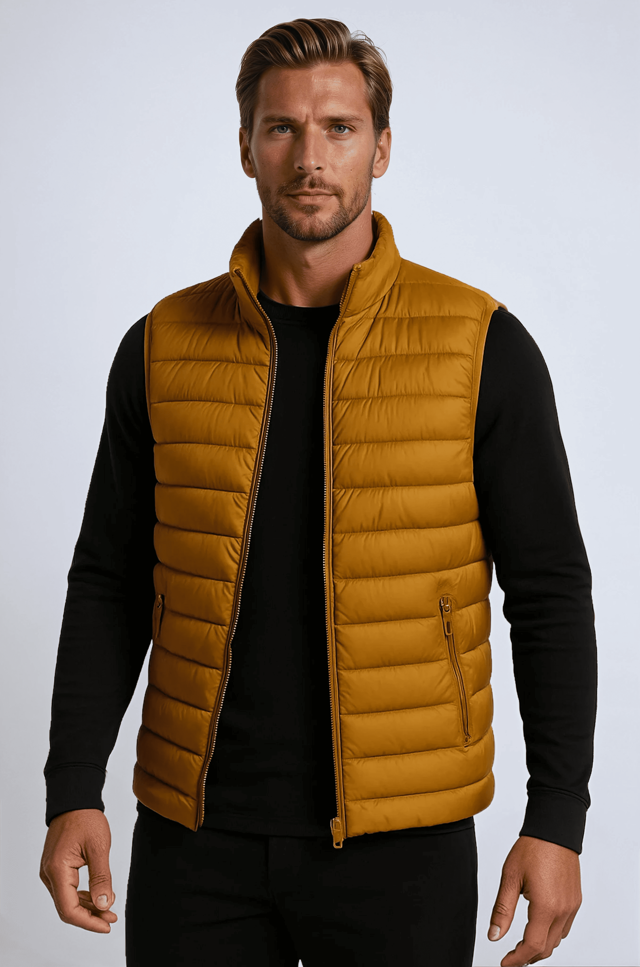 Premium Herre Gurkemeje Puffervest - Turmeric - Puffer Vest - Valmont Wear