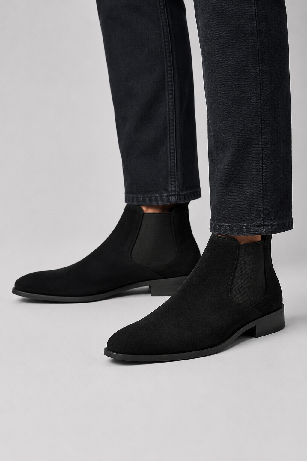 Men's Black Suede Chelsea Boots – Classic Slip-On Boots for Everyday & Parties