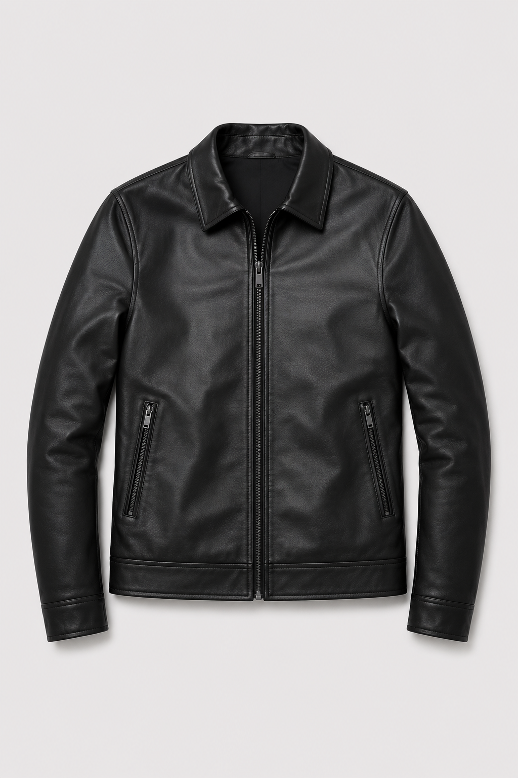 Herrenjacke in schwarzem Lederlook mit Reißverschluss