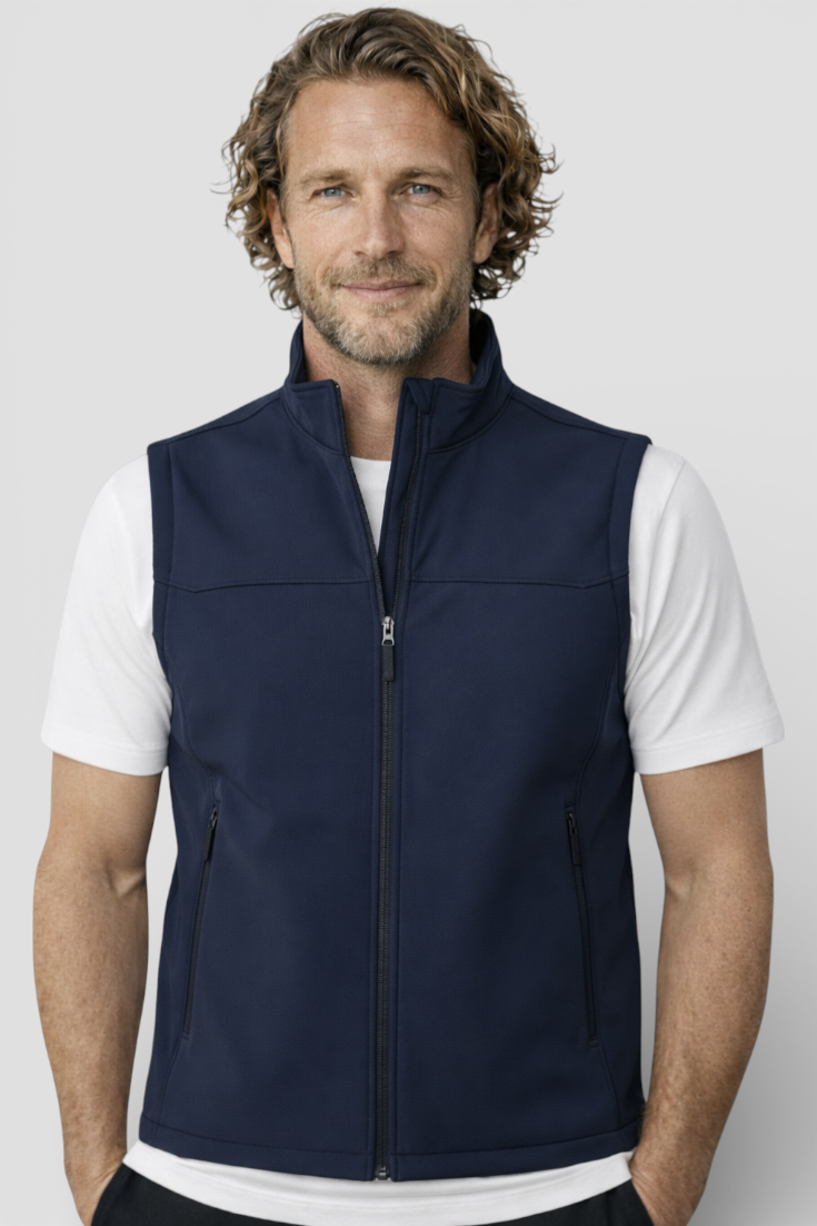 Let og Fleksibel Herrevest med Ståkrave – Fuld Lynlås og Komfortabel Pasform