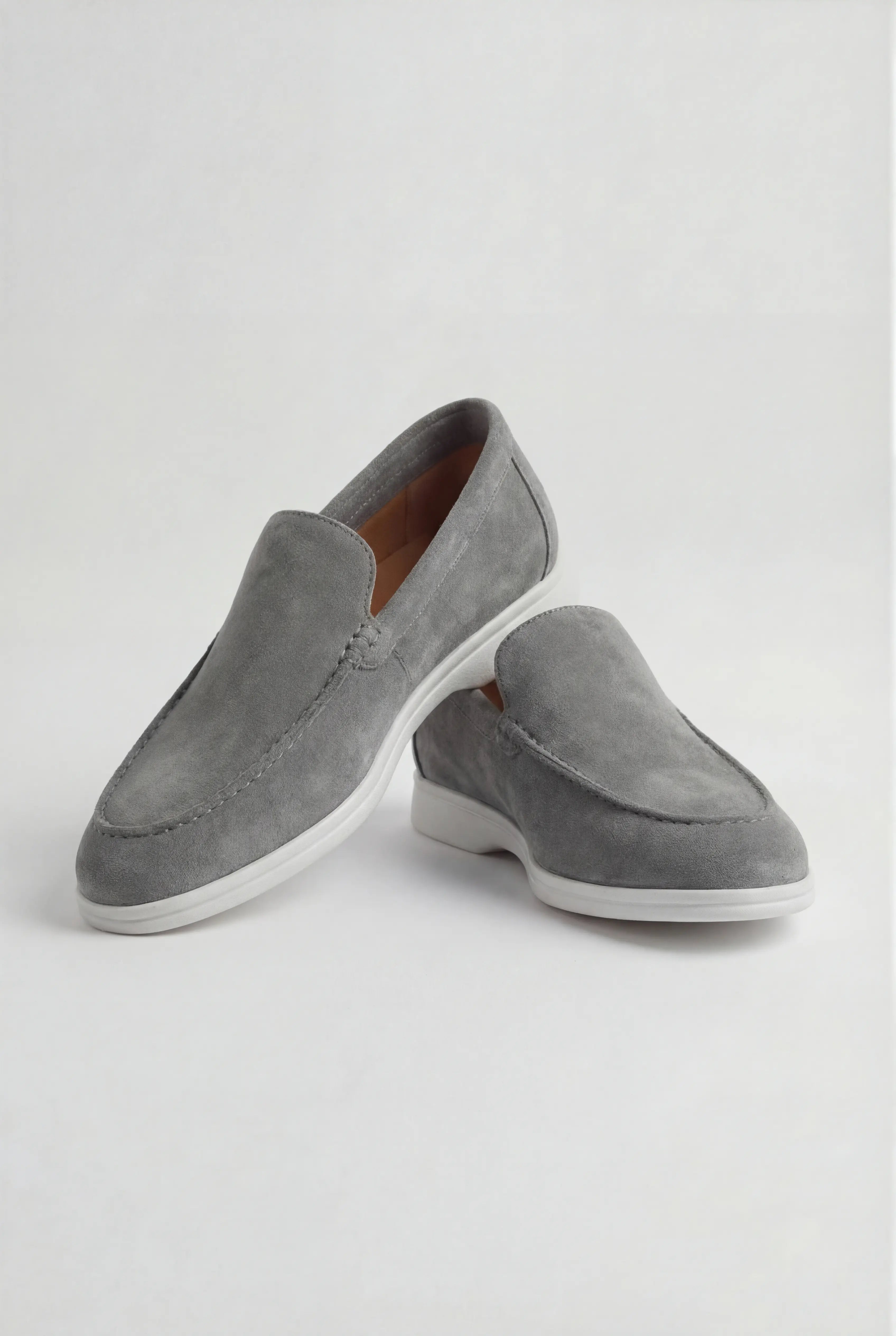 Casual Herre Loafers Slip-On – Grå PU med Ruskindslook