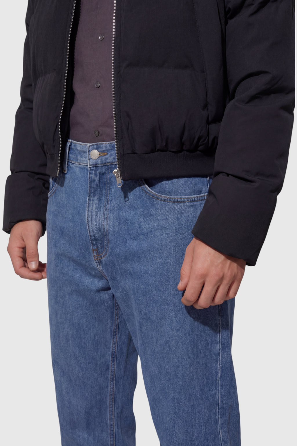 Kort Pufferjakke til Mænd – Quiltet – Sort