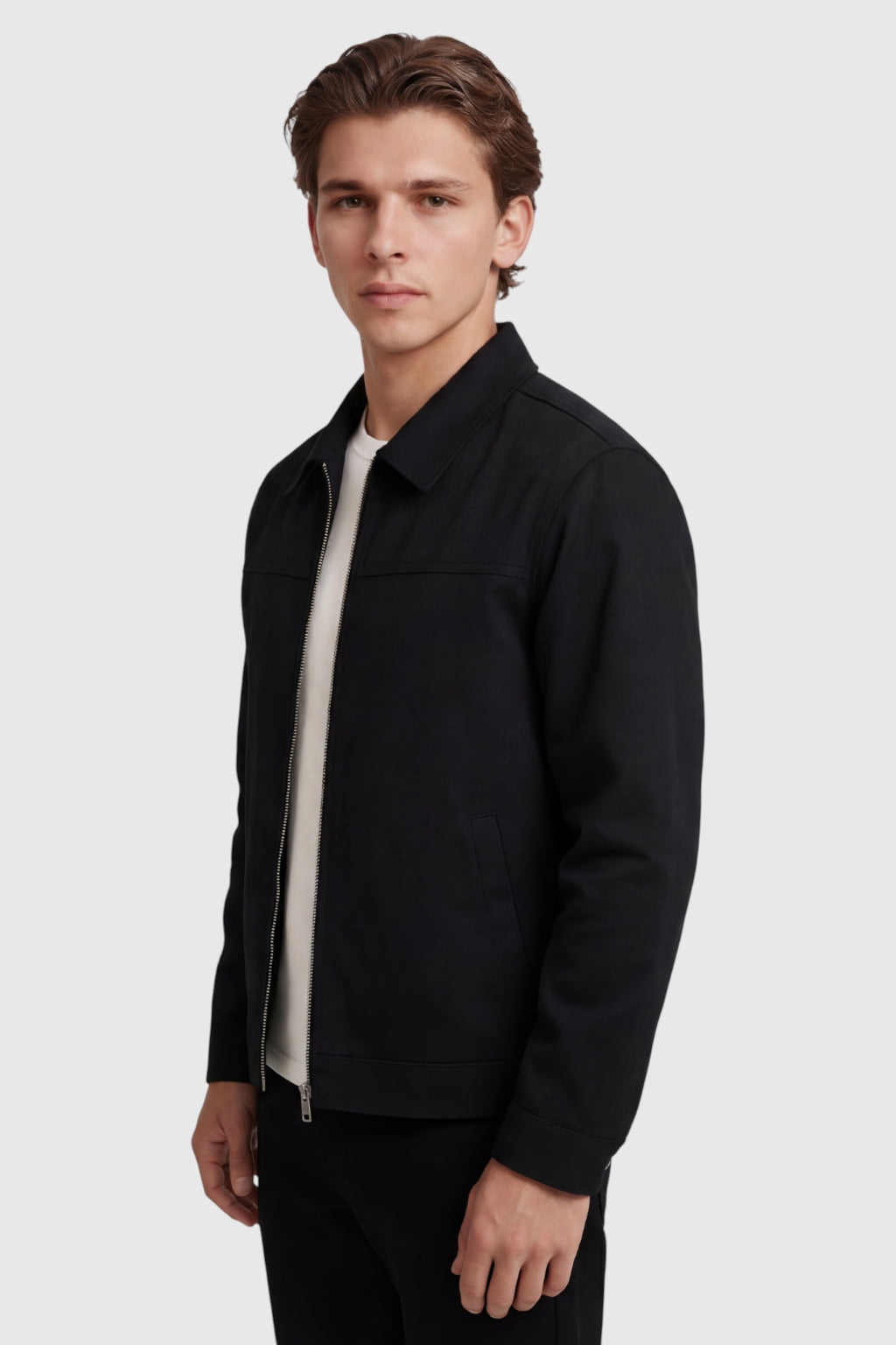 Letvægts Twill Jakke til Mænd – Sort – Regular Fit