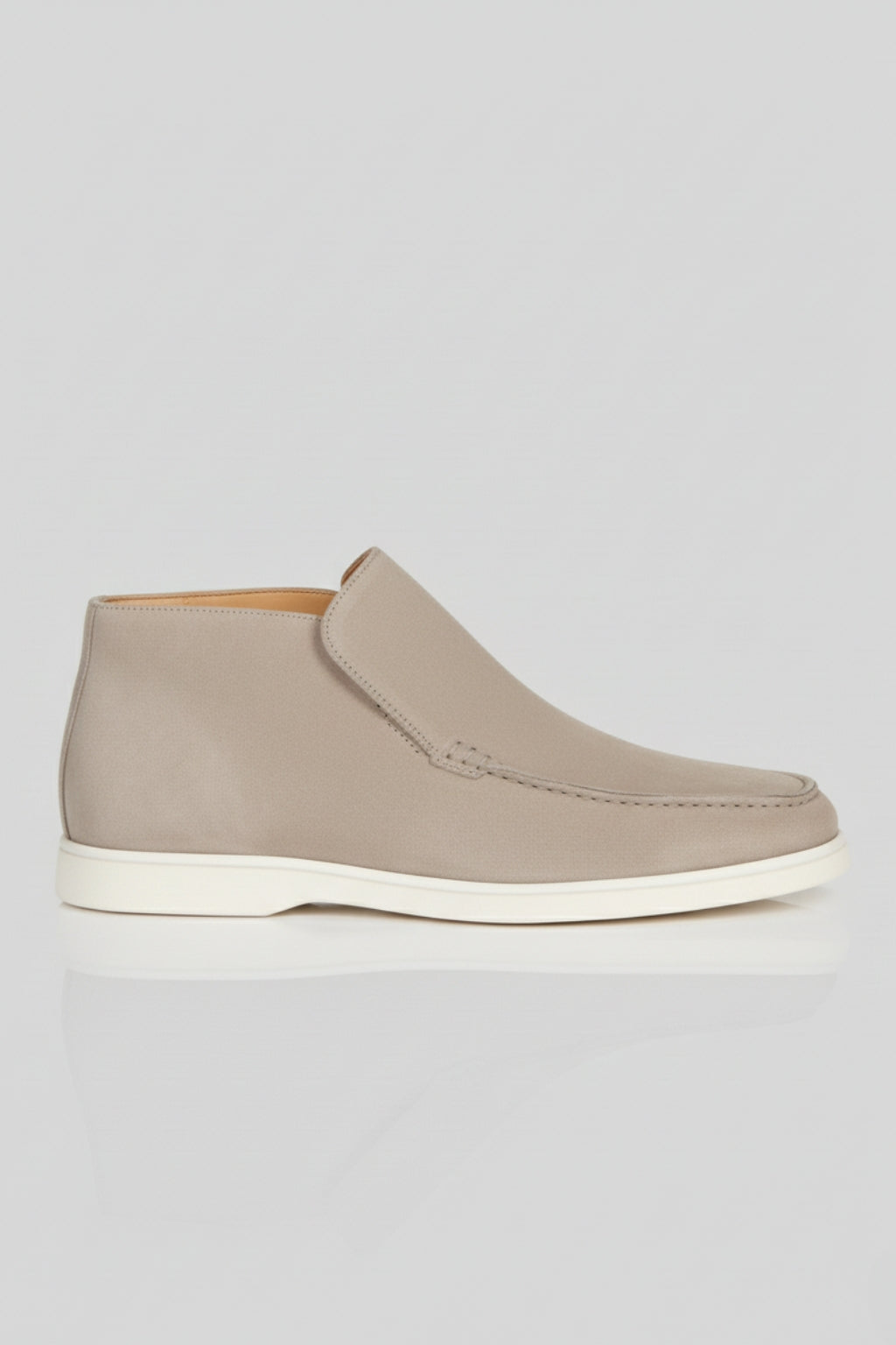 Herre Ruskinds Loafer Støvler – Slip-On Chukka Stil, Flad Hæl – Greige - - Boots - Valmont Wear