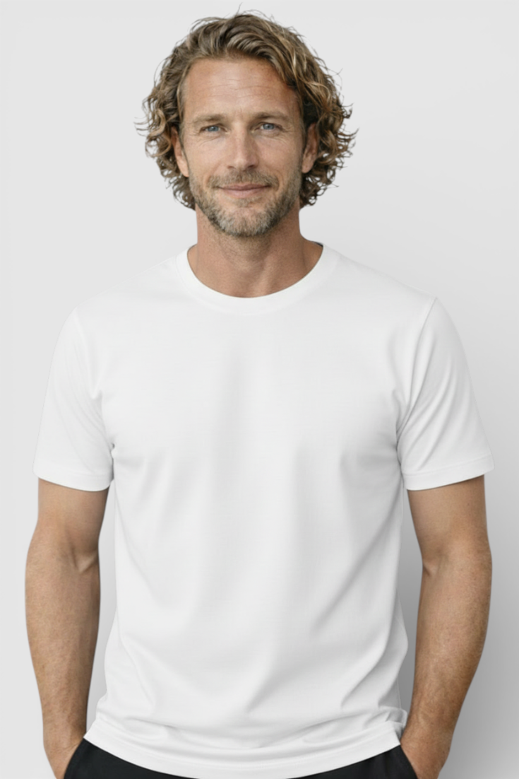 Hvid Slim-Fit T Shirt Herre til Mænd