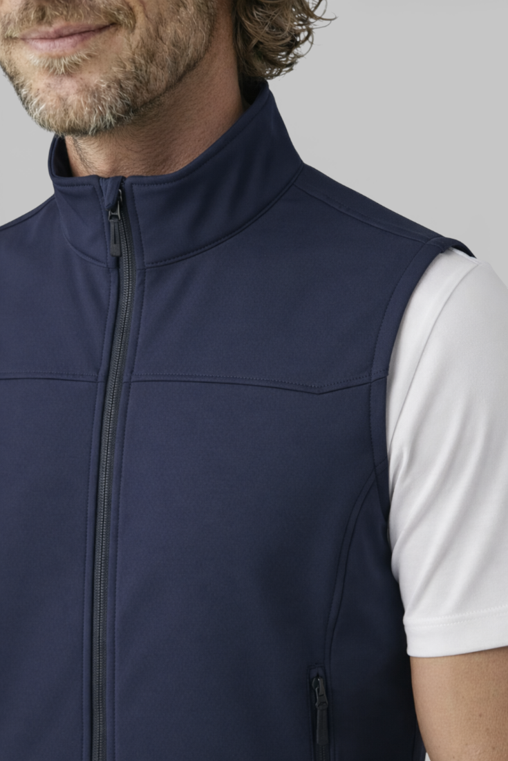 Let og Fleksibel Herrevest med Ståkrave – Fuld Lynlås og Komfortabel Pasform