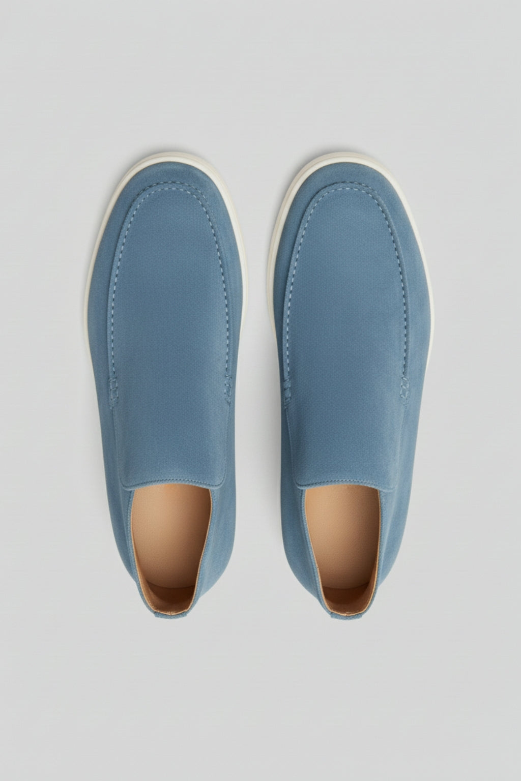 Herre Ruskinds Loafer Støvler – Slip-On Chukka Stil, Flad Hæl – Lyseblå - - Boots - Valmont Wear