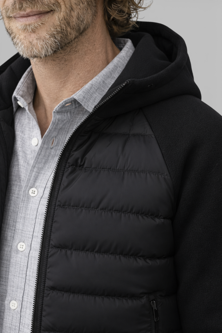 Løs pasform hættejakke med dun – Sort