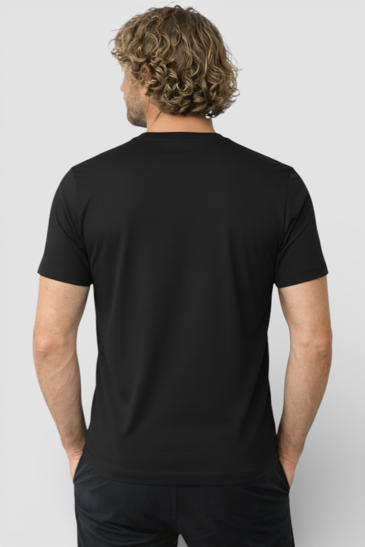 Herre Slim-Fit Merceriseret T-shirt i Sort