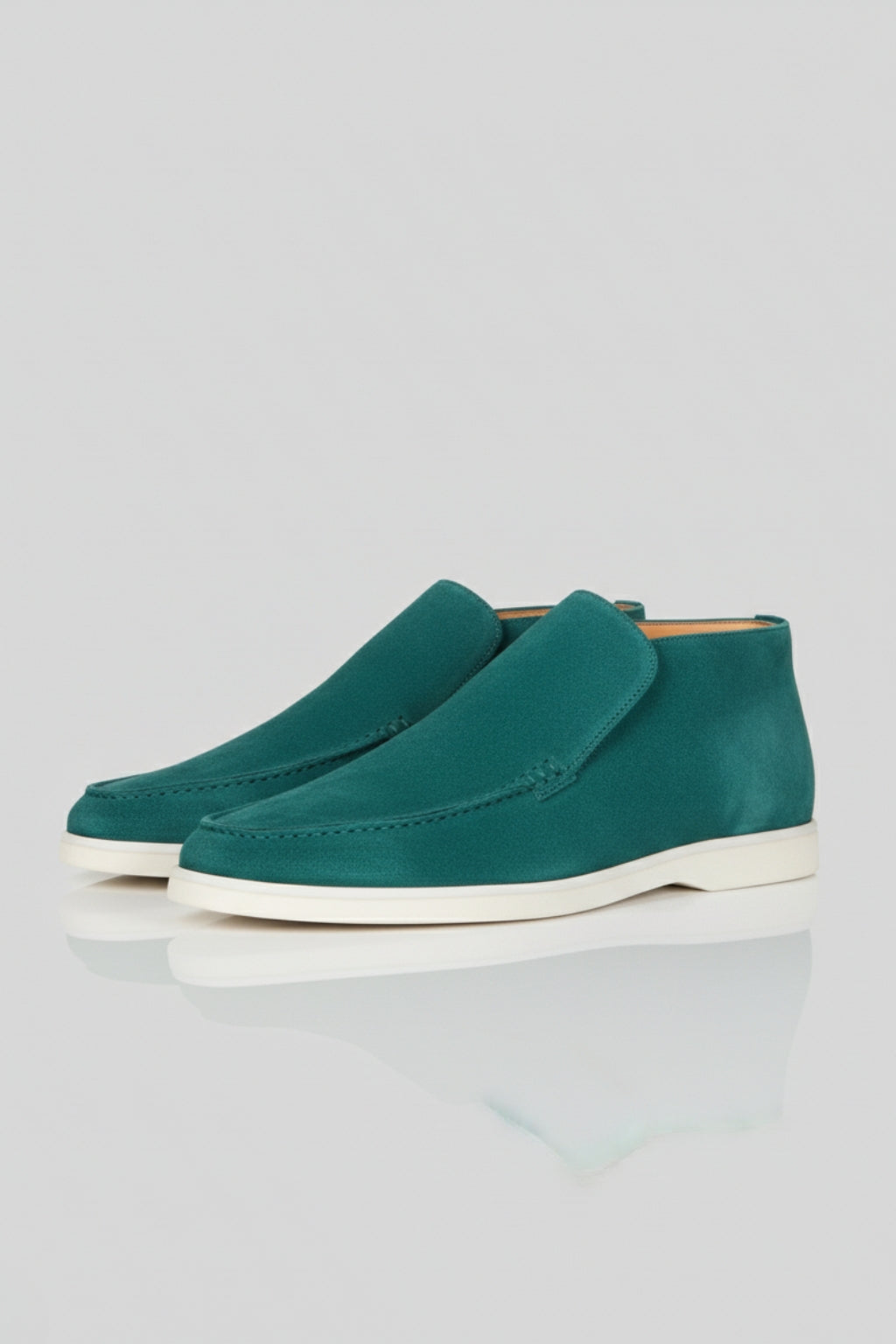 Herre Ruskinds Loafer Støvler – Slip-On Chukka Stil, Flad Hæl – Blågrøn - Blågrøn - Boots - Valmont Wear