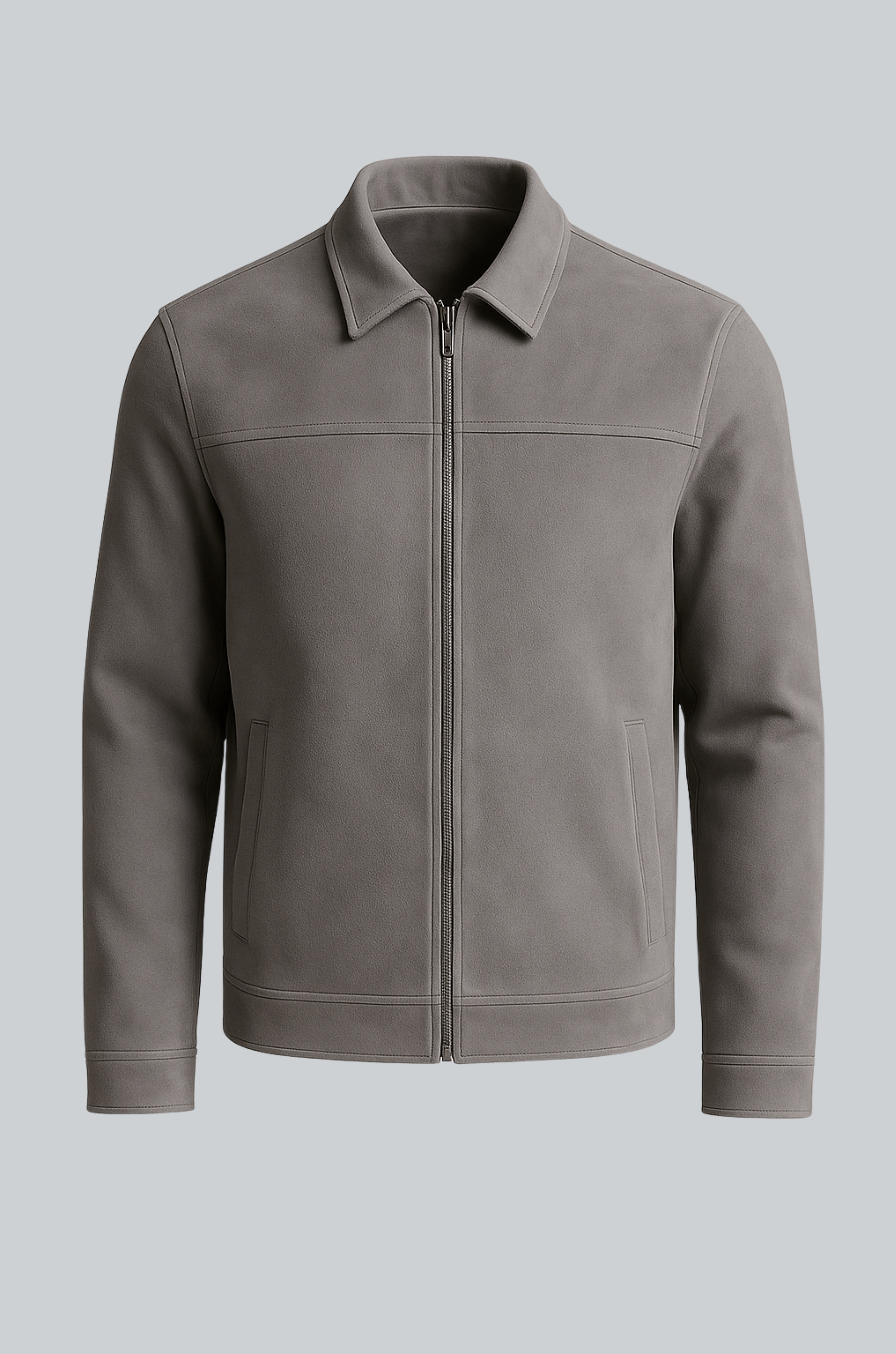 Grå Suede Jakke til Mænd – Moderne Casual Jakke - - Jakker - Valmont Wear