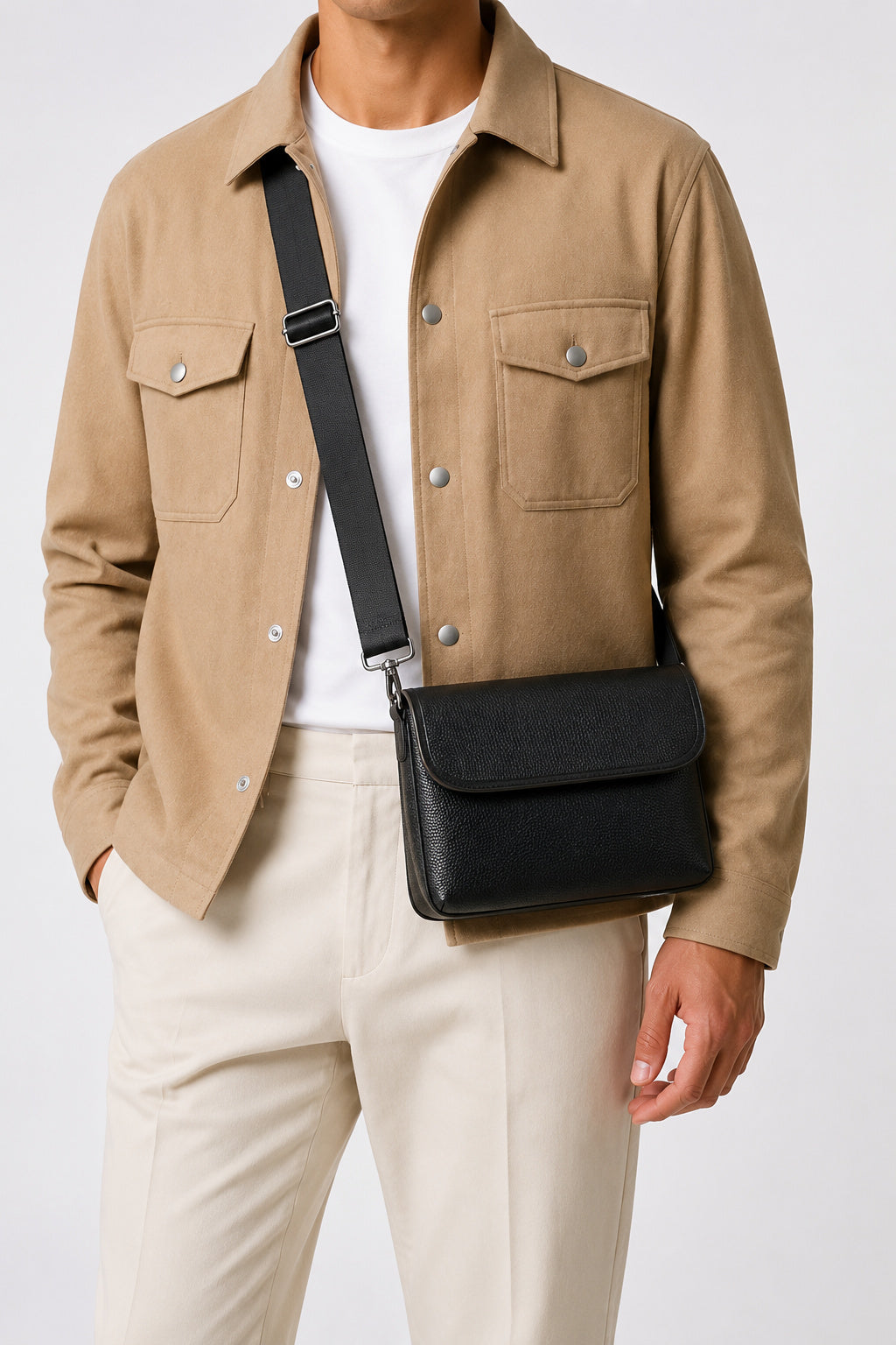 Sort crossbody-taske til mænd med justerbar rem - - Taske - Valmont Wear