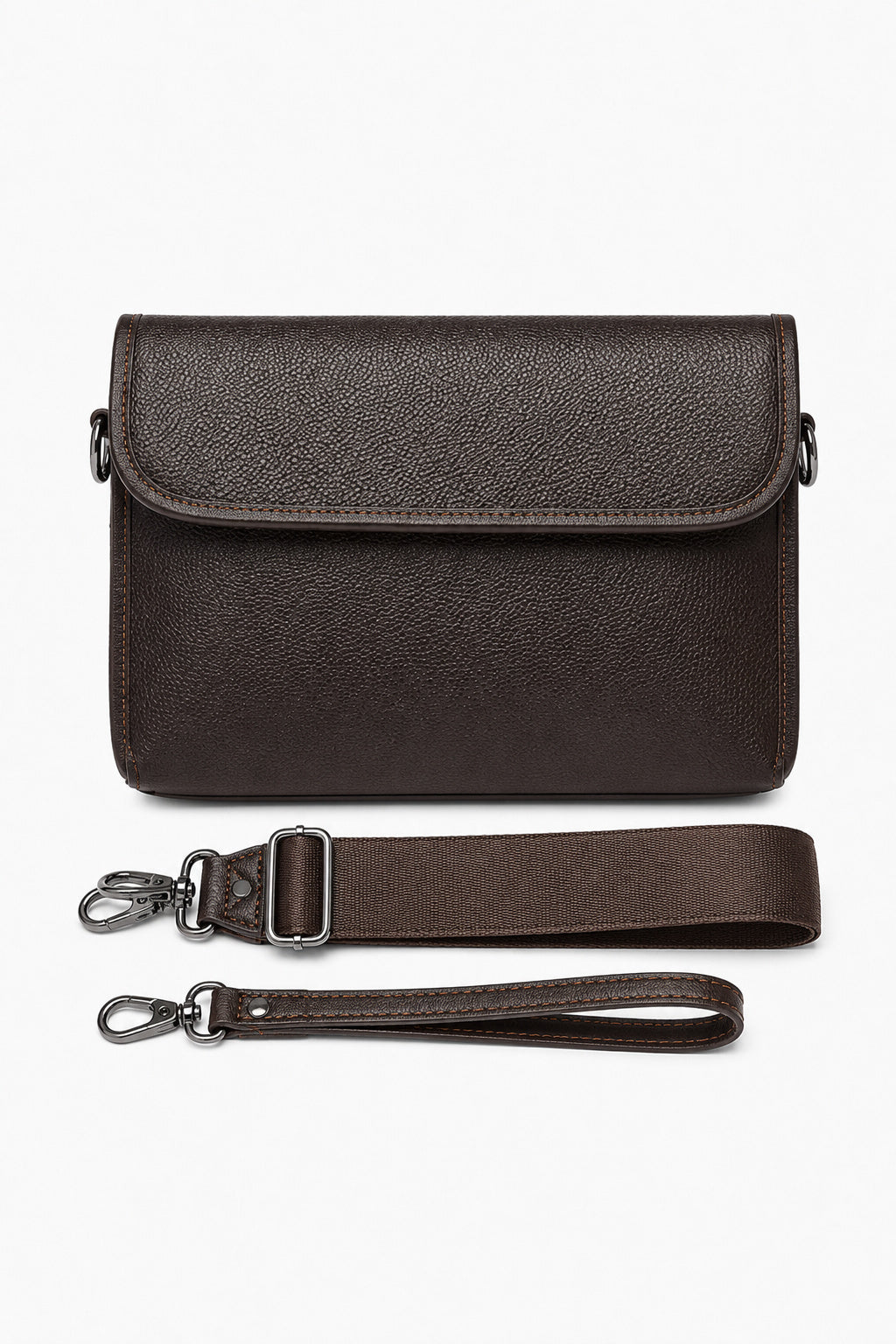 Brun crossbody-taske til mænd med justerbar rem - - Taske - Valmont Wear