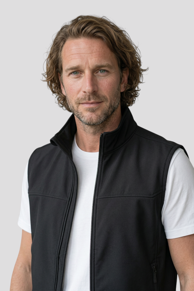 Herrevest Stretch Fleece Fuld Lynlås Sort