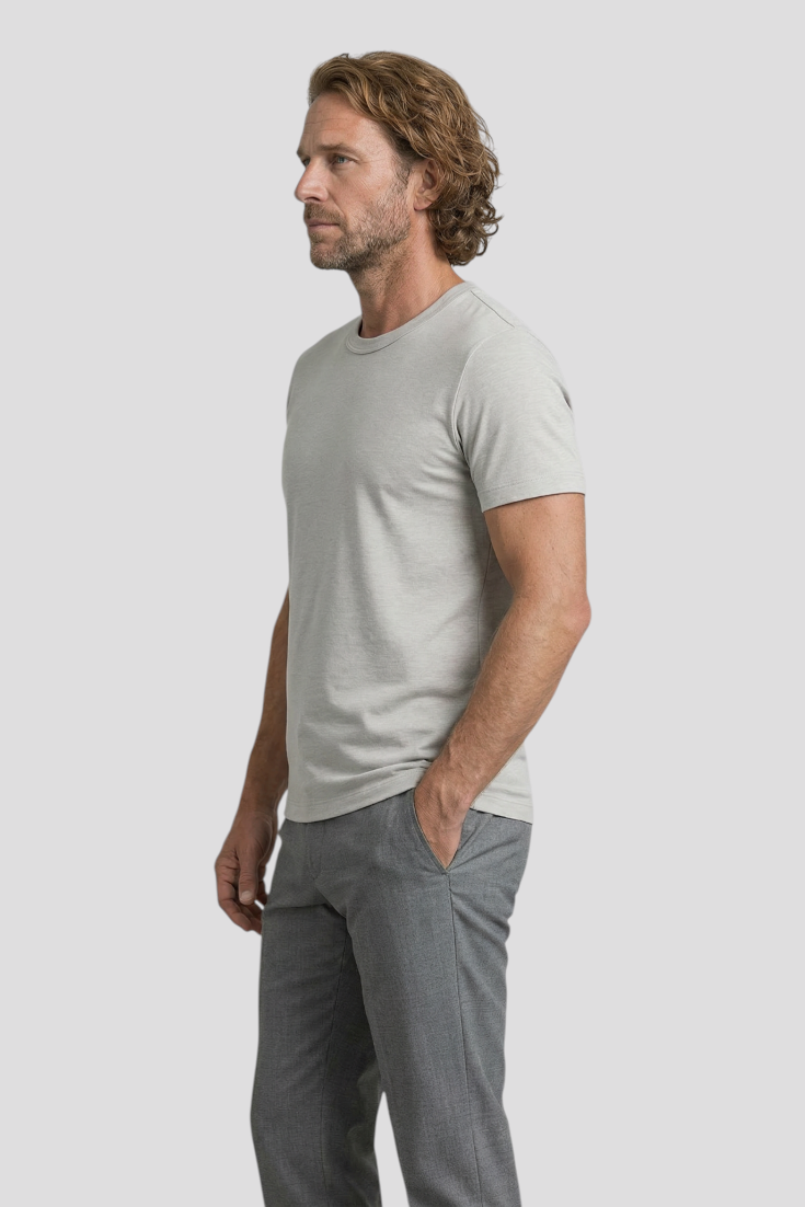 Herre Slim-Fit T-shirt i Grå - Uld