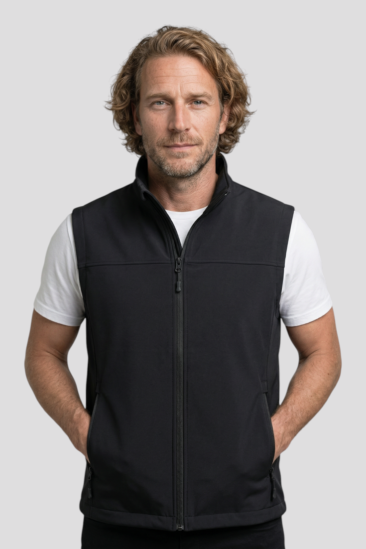 Herrevest Stretch Fleece Fuld Lynlås Sort