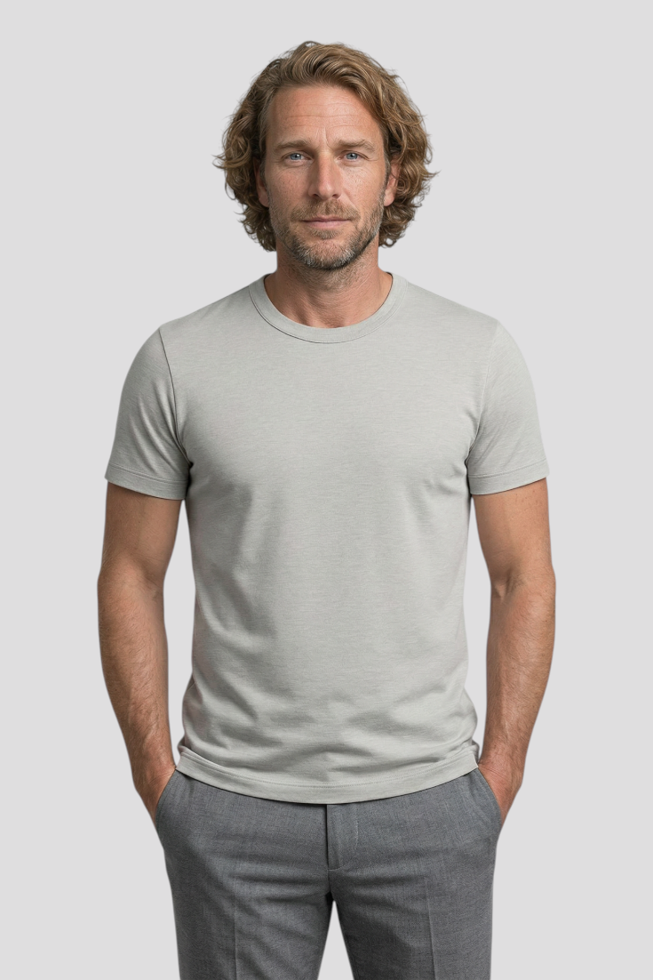 Herre Slim-Fit T-shirt i Grå - Uld